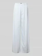 Spodnie damskie - Spodnie materiałowe z szeroką nogawką i elastycznym pasem - miniaturka - grafika 1