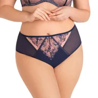 Komplety bielizny - Figi damskie z wysokim stanem i haftem EDNA K821 granatowe XL - miniaturka - grafika 1