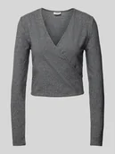 Bluzki damskie - Bluzka z długim rękawem w stylu kopertowym model ‘CITY’ - miniaturka - grafika 1