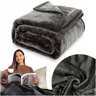 Koce - Koc 160x200 akrylowy jednolity ciepły GRUBY pled na łóżko YASEMIN grafit - miniaturka - grafika 1