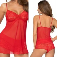 Bielizna nocna - KOSZULKA nocna HALKA DONNA Ana L / 40 Czerwony - miniaturka - grafika 1