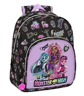 Plecaki - Safta MONSTER HIGH plecak dla dzieci, idealny dla dzieci w różnym wieku, wygodny i wszechstronny, jakość i wytrzymałość, 28x10x34 cm, kolor czarny, czarny, Estándar, Casual - miniaturka - grafika 1