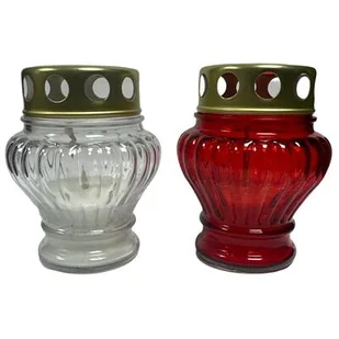 Znicz szklany zalewany mały LL Z-90 czerwony / żółty / bezbarwny - Lampiony i znicze - miniaturka - grafika 1