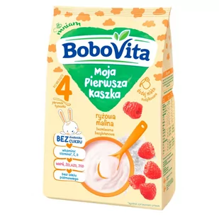 Nutricia BoboVita Moja Pierwsza Kaszka ryżowa malina bez cukru po 4. miesiącu, 180g - Kaszki dla dzieci - miniaturka - grafika 1