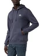 Bluzy męskie - ALPHA INDUSTRIES Męska bluza z kapturem Basic Hoody Small Logo, szary/czarny, S - miniaturka - grafika 1