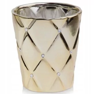 Doniczka Glamour Ceramiczna Złota Z Cyrkoniami 15 cm - Donice - miniaturka - grafika 1