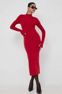 Sukienki - Patrizia Pepe sukienka kolor czerwony midi dopasowana - grafika 1