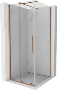 Mexen Velar kabina prysznicowa rozsuwana 90x90 cm, transparent, miedź szczotkowana - 871-090-090-01-65 - Kabiny prysznicowe - miniaturka - grafika 1