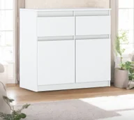 Szafki RTV - Komoda Biała Mat Nowoczesna Z 2 Szufladami Oleksa 80cm Pojemna Szafka Rtv - miniaturka - grafika 1