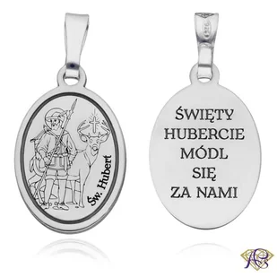 Srebrny medalik Ag 925 rodowany Św. Hubert MDC100R - Wisiorki - miniaturka - grafika 1