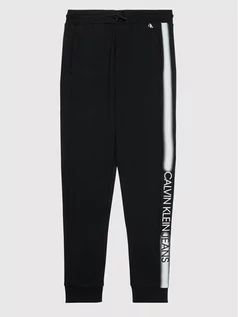 Spodnie i spodenki dla chłopców - Calvin Klein Jeans Spodnie dresowe Institutional Spray IB0IB00922 Czarny Regular Fit - grafika 1