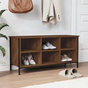 vidaXL Szafka na buty, brązowy dąb, 100x35x50 cm - Wieszaki i stojaki - miniaturka - grafika 1