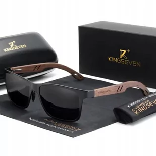 Okulary Męskie Przeciwsłoneczne Polaryzacyjne Drewniane Kingseven Etui Zestaw Uv Kat 3 - Okulary przeciwsłoneczne - miniaturka - grafika 1