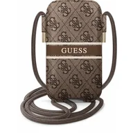 Etui i futerały do telefonów - Guess 4G Printed Stripe Pouch - Torebka na telefon L brązowy GUPHL4GDBR - miniaturka - grafika 1