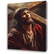 Ikony i obrazy sakralne - Obraz religijny na płótnie Chrystus niosący krzyż - miniaturka - grafika 1
