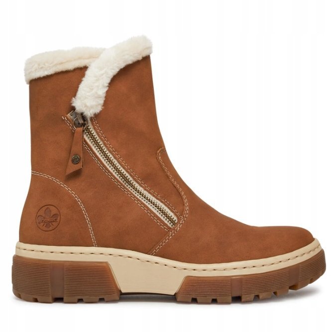 RIEKER DAMSKIE BOTKI BRĄZOWE OCIEPLANE 37 6CA