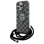 Etui i futerały do telefonów - Karl Lagerfeld KLHMP16XHCKCKLCK iPhone 16 Pro Max 6.9" czarny/black hardcase IML Crossbody Monogram Karl & Choupette Head MagSafe - miniaturka - grafika 1