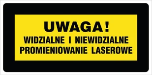 Naklejka: Uwaga! Widzialne i niewidzialne promieniowanie laserowe 20x40cm - Akcesoria BHP - miniaturka - grafika 1