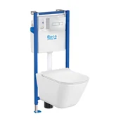 Stelaże i zestawy podtynkowe do WC - Roca Zestaw podtynkowy Soltar Sanit z deską wolnoopadającą i przyciskiem chrom - miniaturka - grafika 1