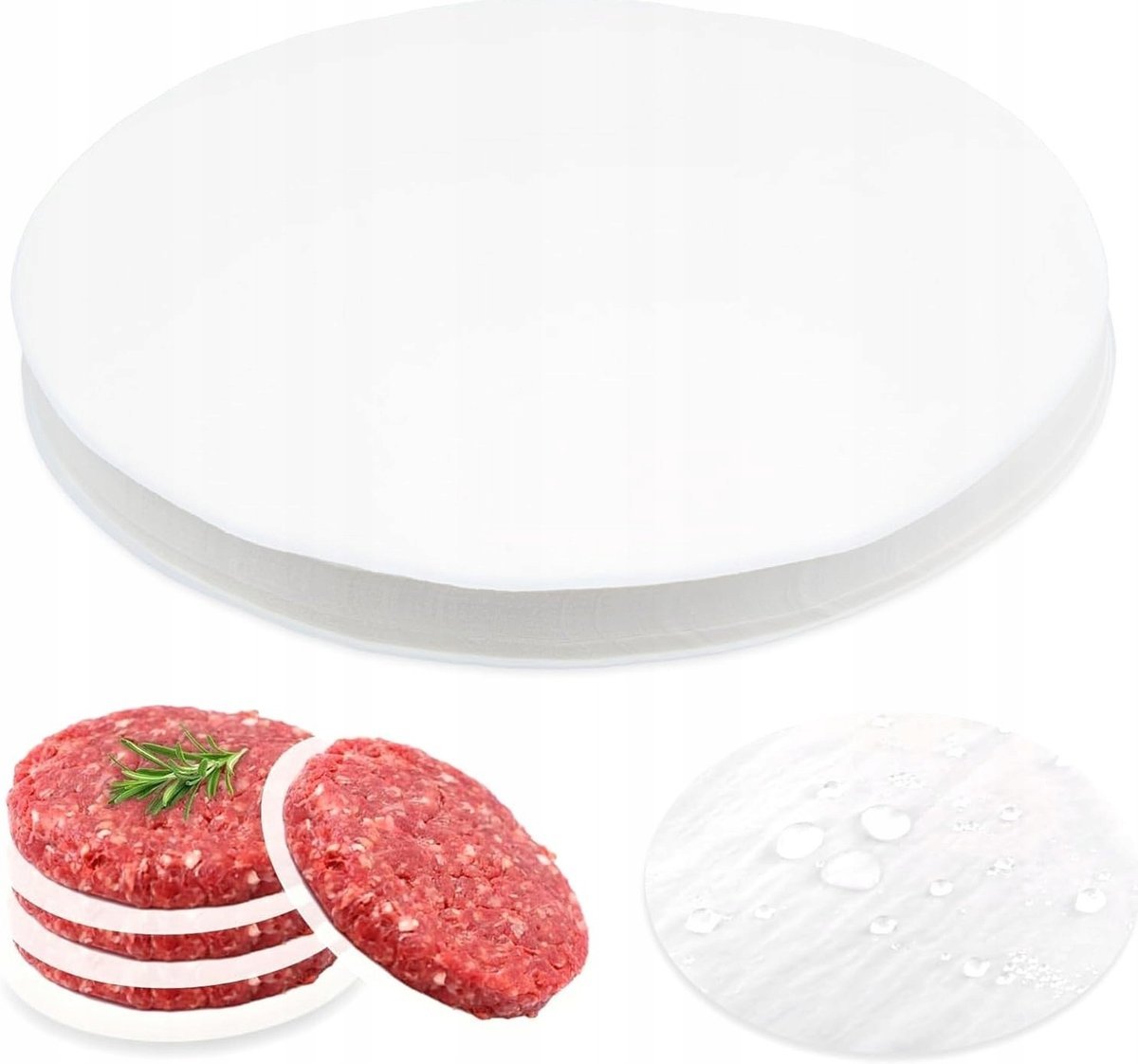 PAPIER 200 SZTUK 11 CM OKRĄGŁY ANTYPRZYWIERAJĄCY DO BURGERÓW PIECZENIA
