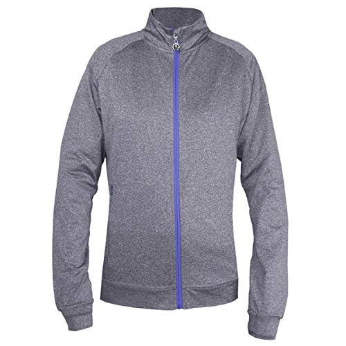 Island Green Damski golf damski kontrastowy pełny zamek błyskawiczny elastyczny termiczny oddychający ultralekki top Szary marmur/lawenda 10