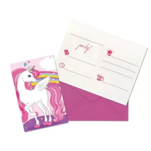 Zaproszenia z kopertami Unicorn Rainbow 6szt - Kartki okolicznościowe i zaproszenia - miniaturka - grafika 1