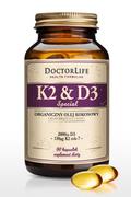 Witaminy i minerały - Doctor Life Doctor Life K2 & D3 organiczny olej kokosowy 130ug K2 mk-7 & 2000iu D3 suplement diety 60 kapsułek - miniaturka - grafika 1