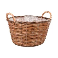 Pozostałe akcesoria do uprawy roślin - Koszyk wiklinowy z uchwytami do obsadzania okrągły 34 x 34 x 20/26 cm - miniaturka - grafika 1