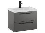 Szafki łazienkowe - Szafka Wisząca Z Umywalką RON 60 cm - Titan Mat - Uchwyty Czarne Matowe - miniaturka - grafika 1