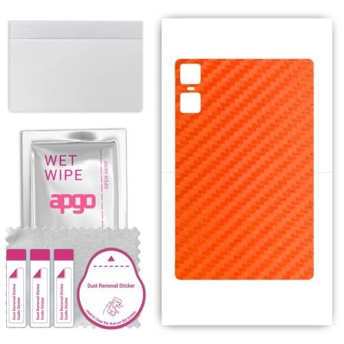 folia naklejka skórka strukturalna na TYŁ do Teclast T45HD - Carbon Pomarańczowy - apgo SKINS