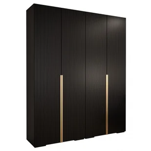 Szafa garderoba ubraniowa z półkami MANHATTAN RYFEL 9 - 2SZ czarny mat biały mat - Szafy - miniaturka - grafika 1