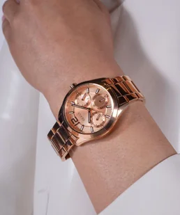 Zegarek Guess Zoe zegarek damski różowozłoty na bransolecie z datownikiem GW0760L3 - Zegarki damskie - miniaturka - grafika 1