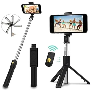 Kijek do selfie tripod z pilotem bluetooth i uchwytami do smartfona 67cm ST15 - Selfie stick - miniaturka - grafika 1