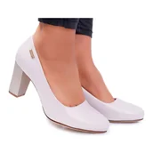 Czółenka - Czółenka Damskie Sergio Leone PB130 Beżowa Perła Amber beżowy - miniaturka - grafika 1