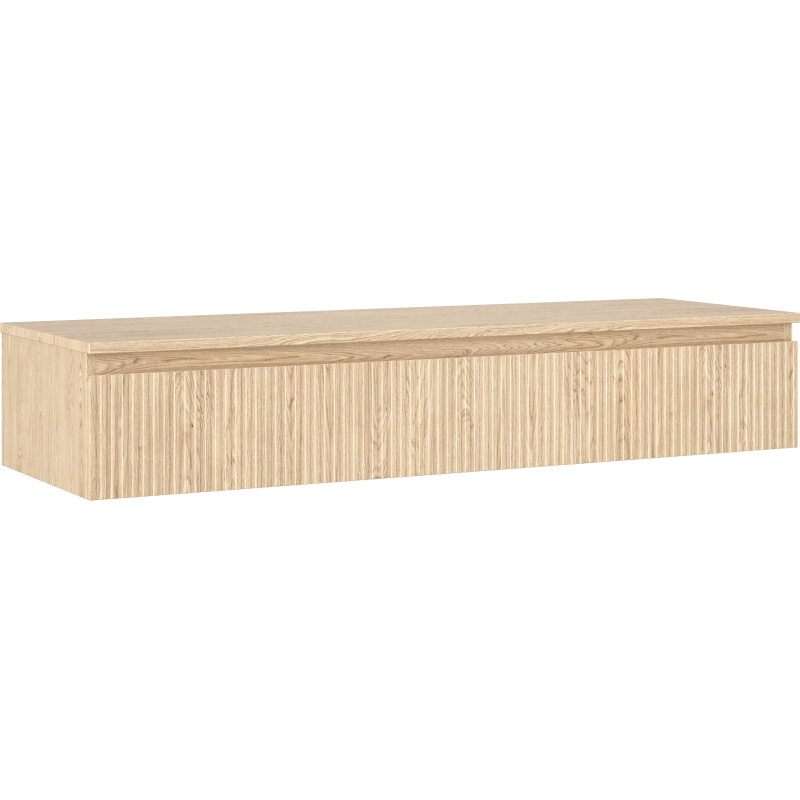 Mexen Rivel szafka łazienkowa podumywalkowa 140 cm z blatem, 1 szuflada, ryflowana , dąb - 91A20-14023-1-BFC81