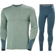 Pozostała odzież narciarska - Helly Hansen Lifa Midweight Merino Crew, komplet, męski, cactus/turkusowo-zielone - miniaturka - grafika 1