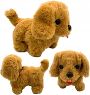 Zabawki interaktywne dla dzieci - Piesek na baterie chodzący szczekający futrzasty pies brązowy - miniaturka - grafika 1