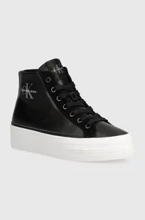 Calvin Klein Jeans trampki BOLD VULC FLATF MID MIX ML MTR damskie kolor czarny YW0YW01491 - Trampki damskie - miniaturka - grafika 1