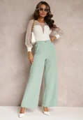 Spodnie damskie - Jasnozielone Spodnie Szerokie Laodaleia - miniaturka - grafika 1