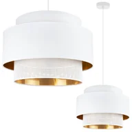 Lampy sufitowe - Lampa sufitowa wisząca Asti Trio biała glamour 1xE27 abażur okrągły siatka tkanina 45cm biały/złoty Light Home LH - miniaturka - grafika 1