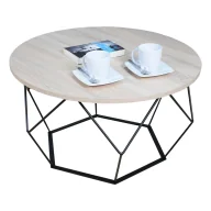 Ławy i stoliki kawowe - Loftowy stolik kawowy z metalowym stelażem dąb sonoma W4-F60 - miniaturka - grafika 1