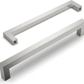 Zawiasy, okucia i inne akcesoria - Zestaw 2 srebrnych uchwytów do szafek kuchennych, klamek do drzwi kuchennych, uchwytów do szuflad o rozstawie 256 mm - miniaturka - grafika 1