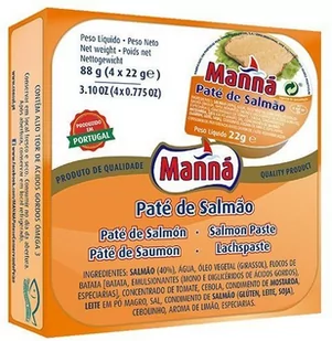 Portugalska pasta z łososia 4x22g Manná - Konserwy i dania rybne - miniaturka - grafika 1