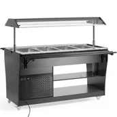 Szafy i witryny chłodnicze - Bufet bar stół chłodniczy sałatkowy z oświetleniem daszkiem 4 pojemniki GN 1/1 2-10C 170 W - miniaturka - grafika 1