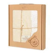 Koce i narzuty dla dzieci - Kocyk 75x100 Muślin Design kremowy + biały w kwiatki w pudełku BabyMatex - miniaturka - grafika 1