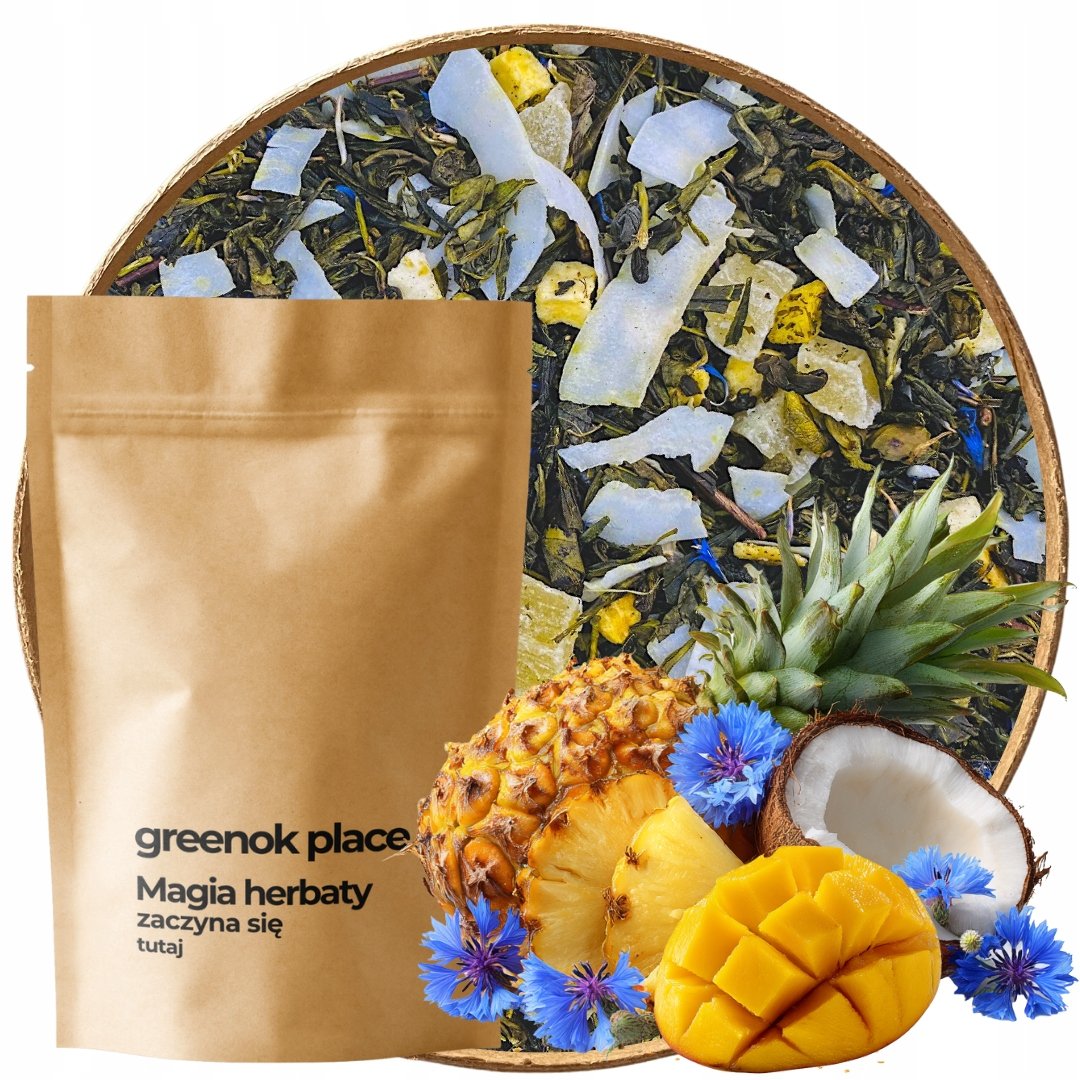 Herbata zielona Tropikalna Wyspa 1000g mango kokos egzotyczna Jakość