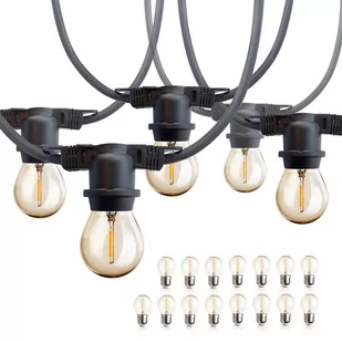 ZESTAW Girlanda ogrodowa BLOOM 15m + 15x żarówka LED E27 1,3W barwa ciepła - Lampy ogrodowe - miniaturka - grafika 1