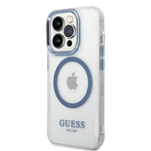 Guess GUHMP14XHTRMB iPhone 14 Pro Max 6,7" niebieski/blue hard case Metal Outline Magsafe - Etui i futerały do telefonów - miniaturka - grafika 2