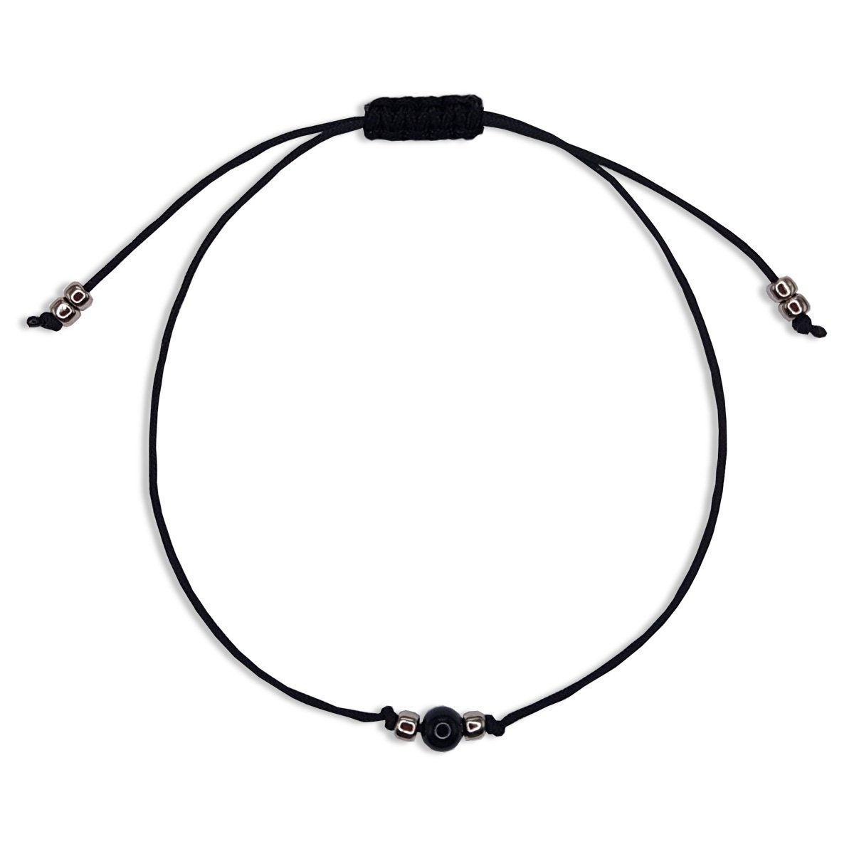 Męska bransoletka naturalny czarny TURMALIN - czarna nić