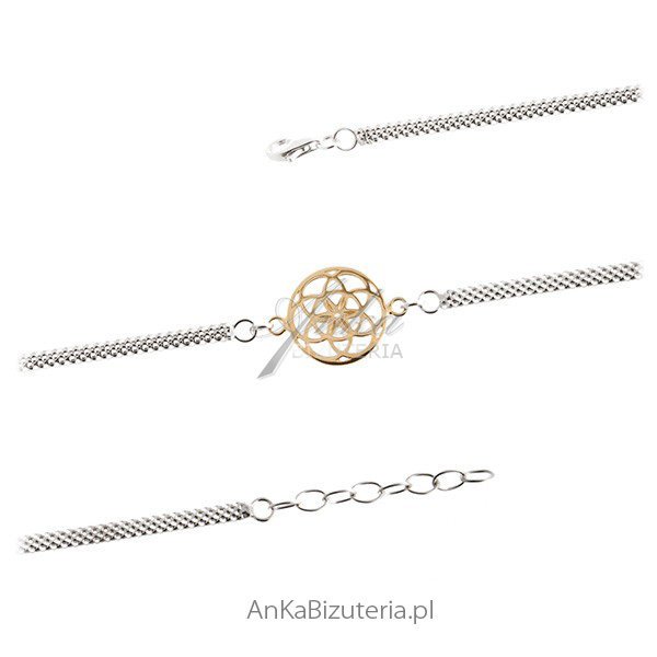 ankabizuteria.pl Bransoletka srebrna pozłacana i rodowana Rozetka